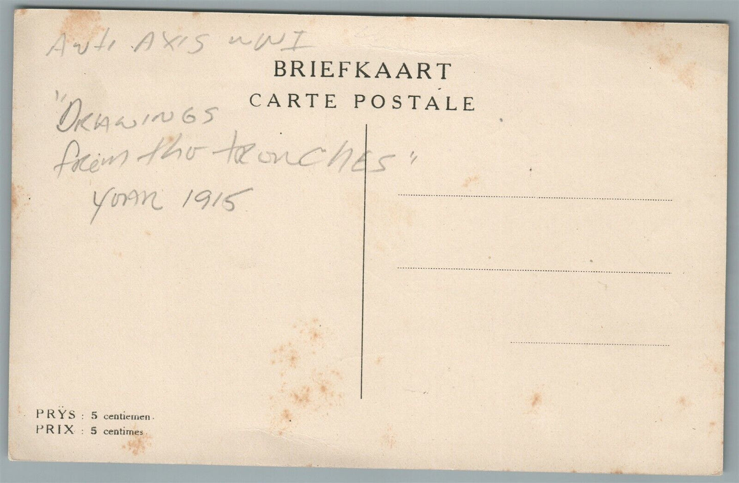 WWI 1915 ANTI-GERMAN PROPAGANDA ANTIQUE POSTCARD