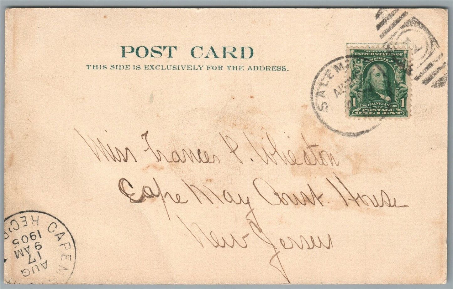 SALEM NJ MULTIPLE STREET SCENES ANTIQUE POSTCARD