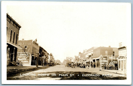 ELDORADO KS MAIN STREET ANTIQUE REAL PHOTO POSTCARD RPPC