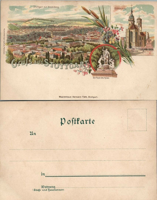 GRUSS AUS STOTTGART GERMANY ANTIQUE POSTCARD