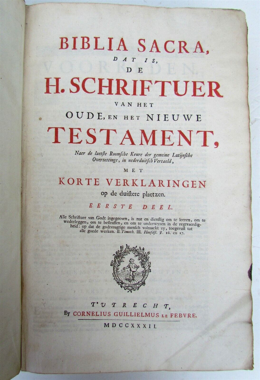 1732 BIBLE BIBLIA NEERLANDICA antique OLD & NEW TESTAMENT NETHERLANDS DUTCH