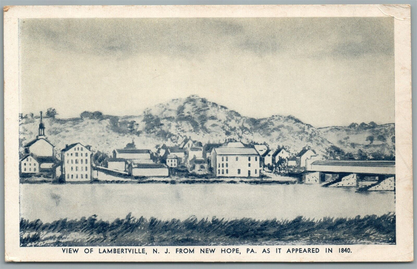 LAMBERTVILLE NJ FROM NEW HOPE PA ANTIQUE POSTCARD