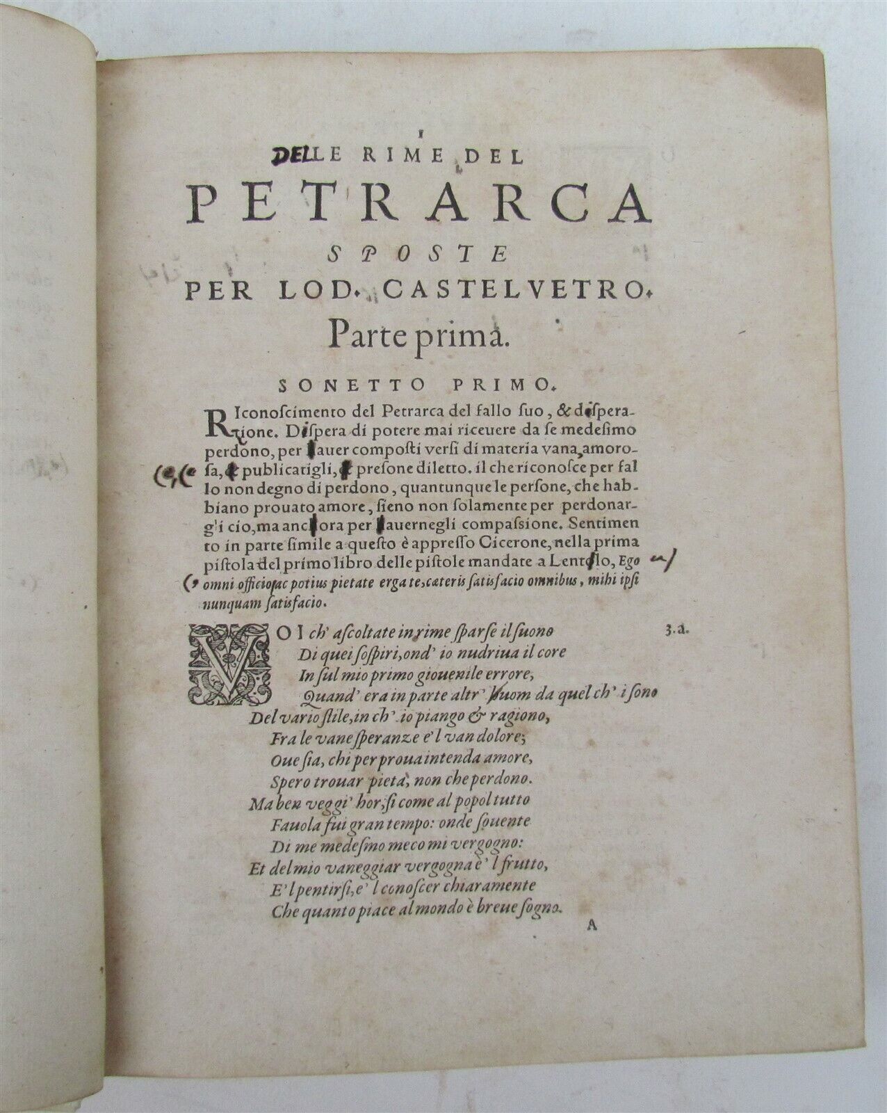 1582 POETRY by PETRARCH antique VELLUM BOUND book LE RIME DEL PETRARCA