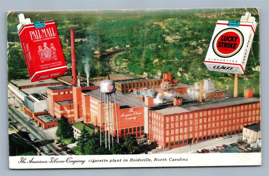 REIDSVILLE NC AMERICAN TOBACCO CO. CIGARETTE PLANT ADVERTISING VINTAGE POSTCARD