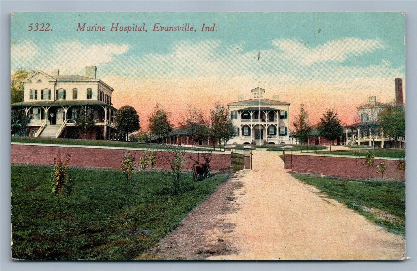 EVANSVILLE IND MARINE HOSPITAL ANTIQUE POSTCARD