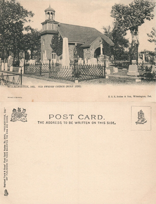 WILMINGTON DE OLD SWEDE'S CHURCH UNDIVIDED ANTIQUE POSTCARD