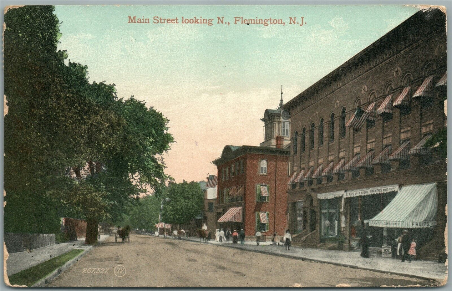 FLEMINGTON NJ MAIN STREET LOOKING NORTH ANTIQUE POSTCARD