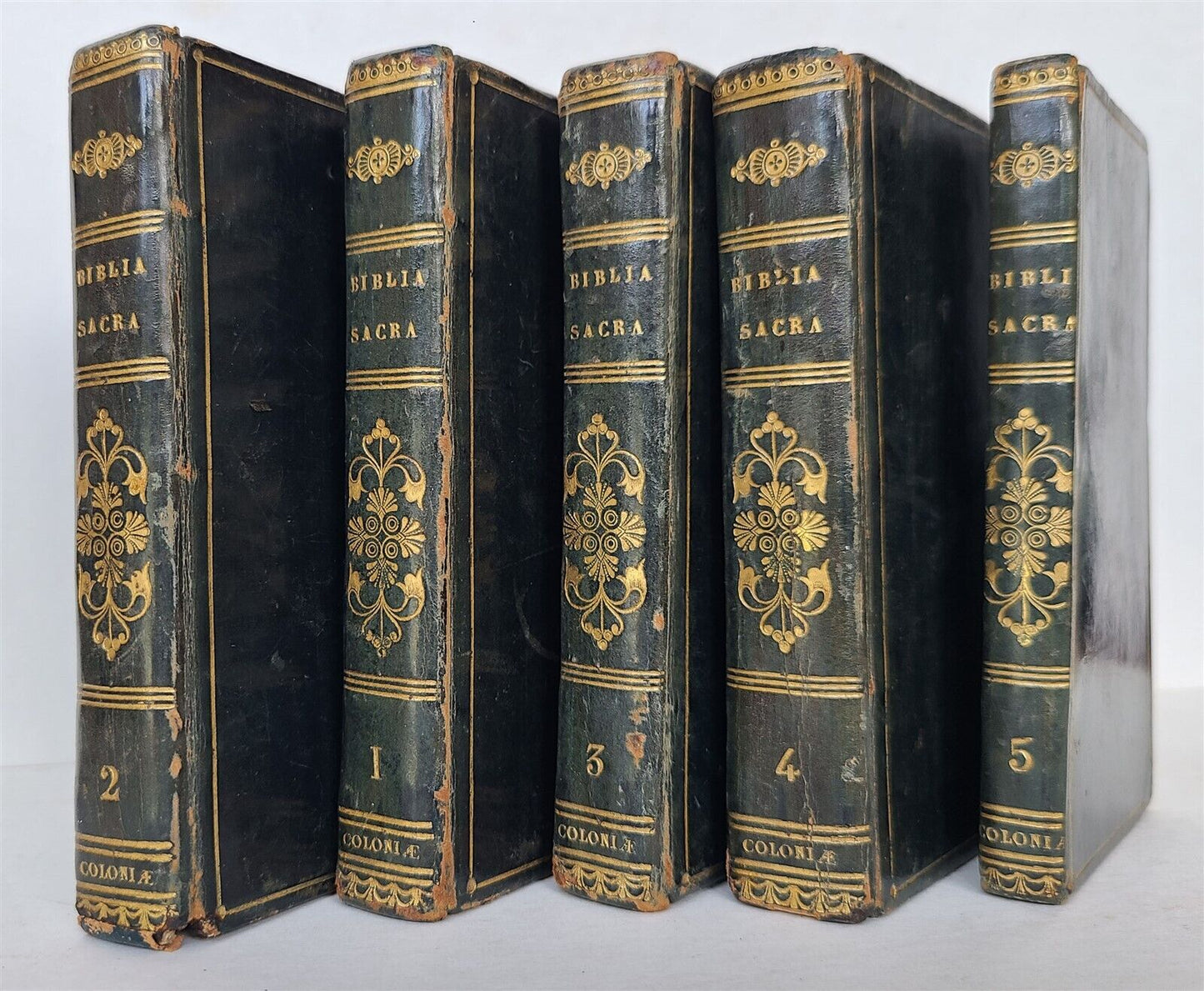 1679 BIBLE 5 VOLUMES SET antique BIBLIA SACRA in LATIN