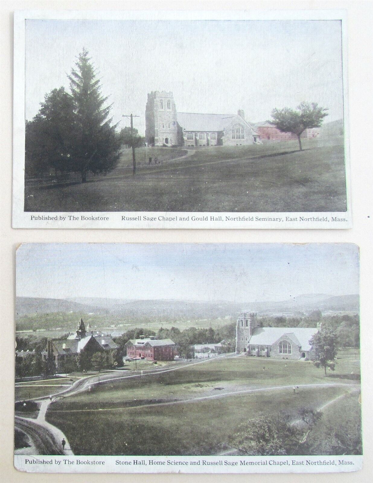 LOT OF 2 EAST NORTHFIELD MA ANTIQUE POSTCARDS RUSSELL SAGE CHAPEL