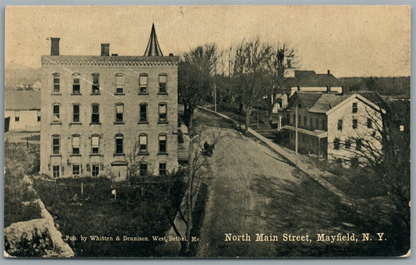 MAYFIELD NY NORTH MAIN STREET ANTIQUE POSTCARD