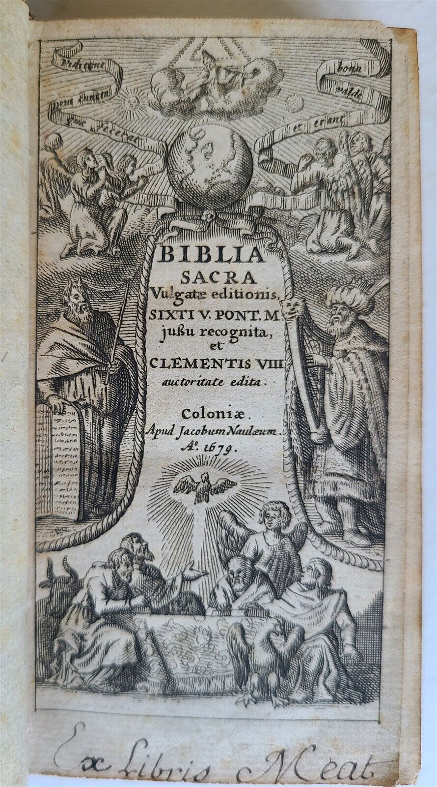 1679 BIBLE 5 VOLUMES SET antique BIBLIA SACRA in LATIN