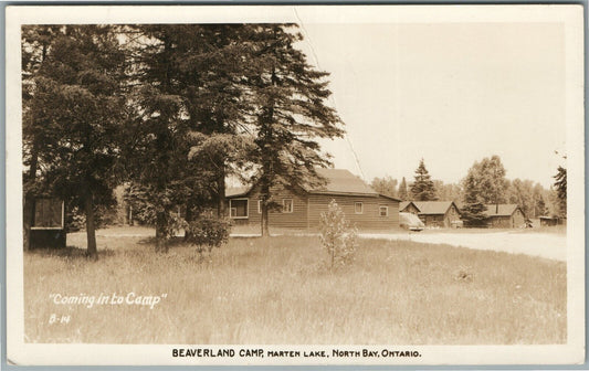 NORTH BAY ON CANADA BEAVERLAND CAMP MARTEN LAKE VINTAGE REAL PHOTO POSTCARD RPPC