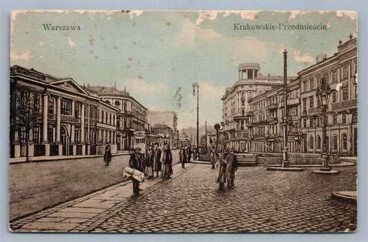 WARSAW POLAND ANTIQUE POSTCARD WARSZAWA KRAKOWSKIE PRZEDMIESCIE