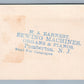 PEMBERTON NJ ANTIQUE VICTORIAN TRADE CARD HARTFORD SEWING MACHINE ADVERTISING