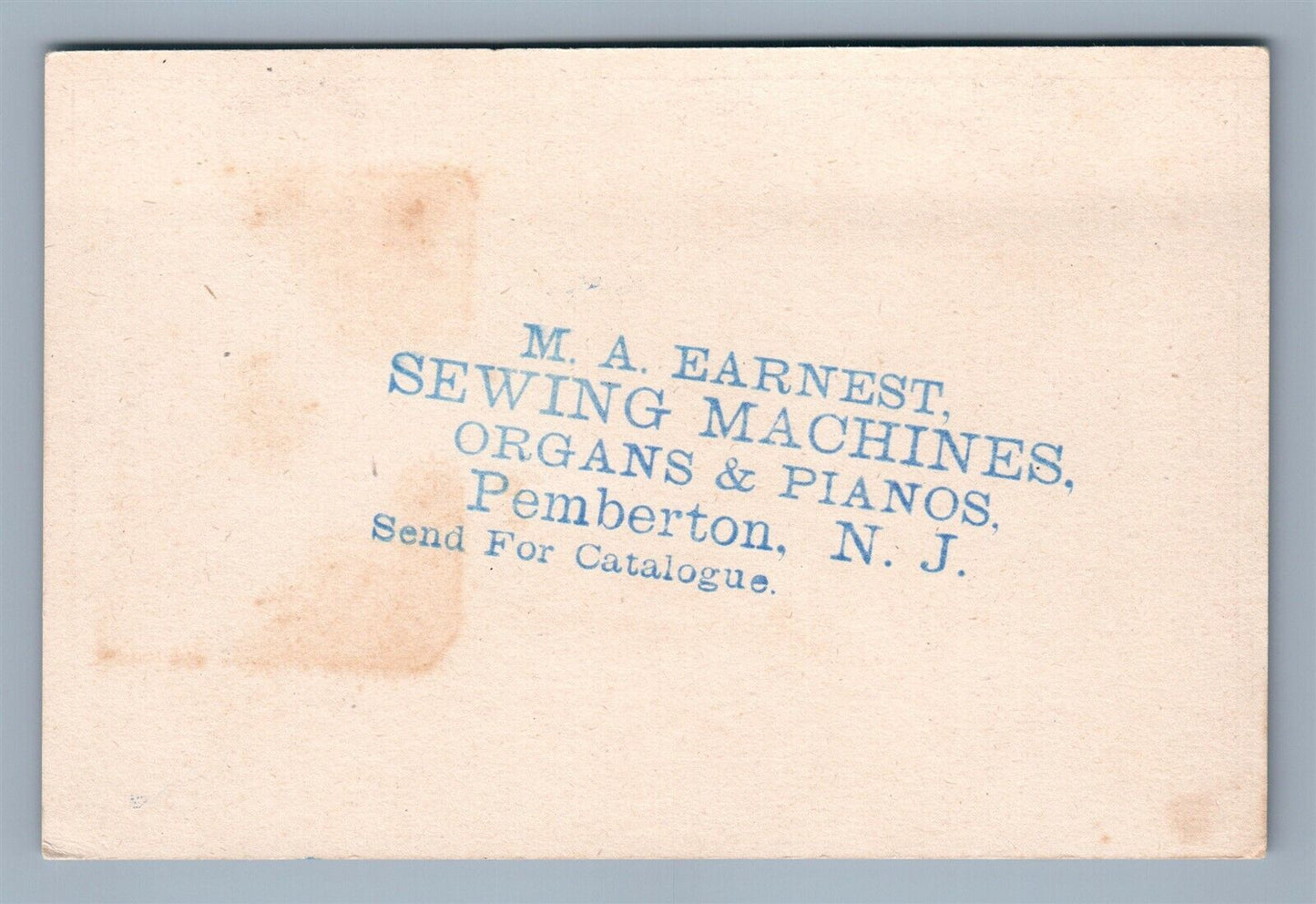 PEMBERTON NJ ANTIQUE VICTORIAN TRADE CARD HARTFORD SEWING MACHINE ADVERTISING