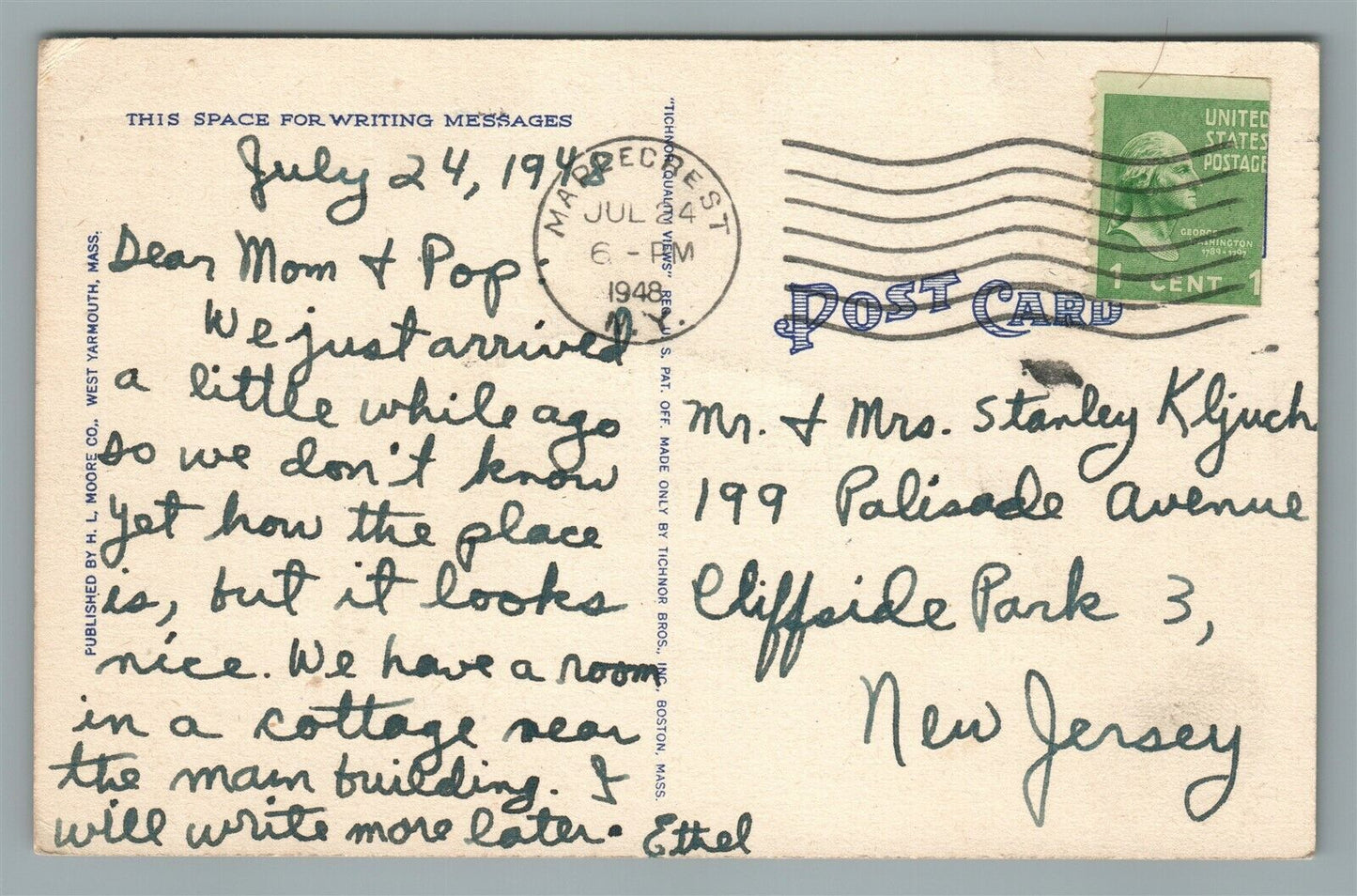 MAPLECREST NY SUGAR MAPLES VINTAGE POSTCARD