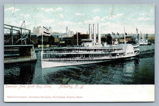 ALBANY NY STEAMER NEW YORK ANTIQUE POSTCARD