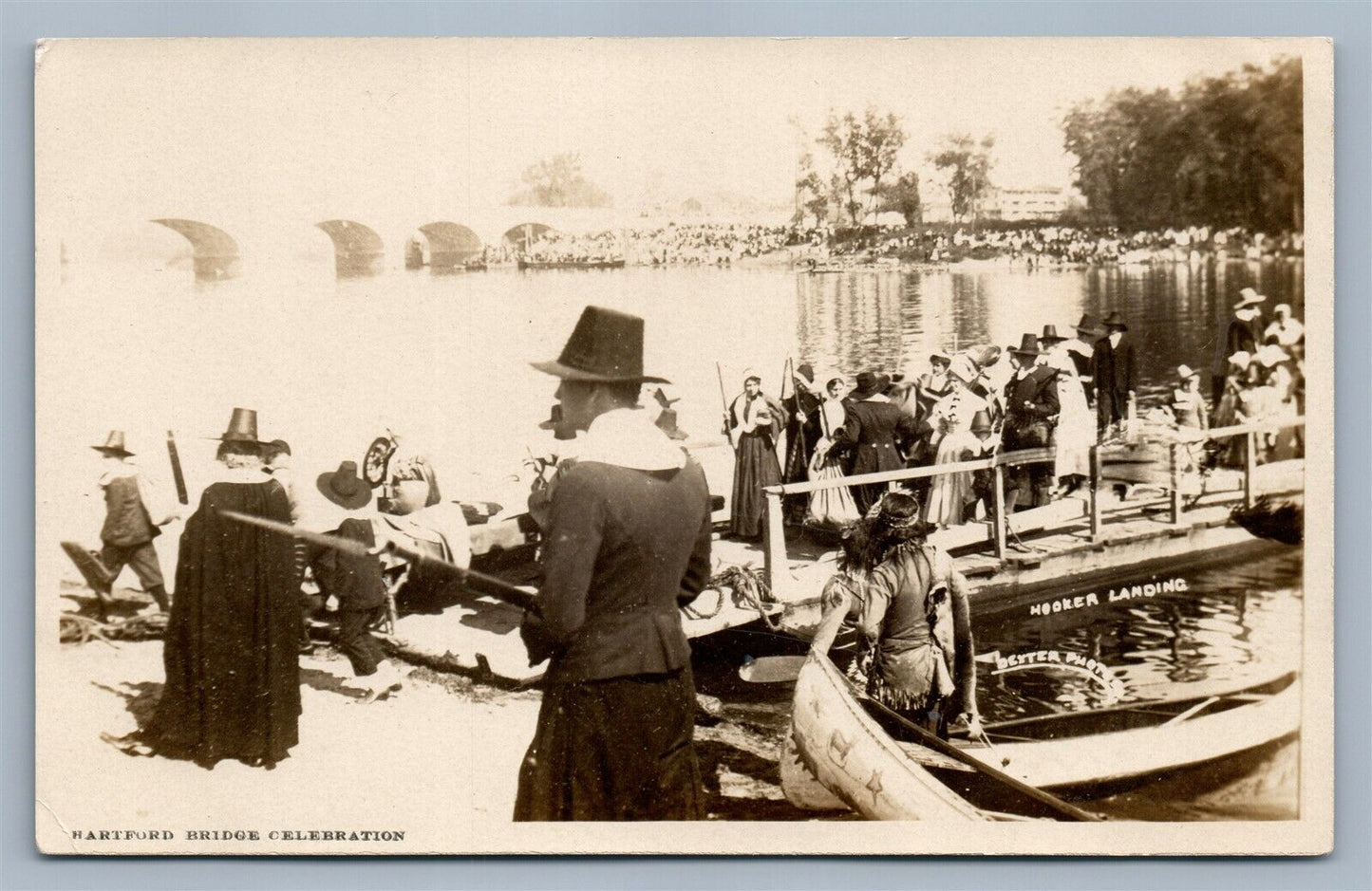 HARTFORD BRIDGE CELEBRATION HOOKER LANDING CT VINTAGE REAL PHOTO POSTCARD RPPC