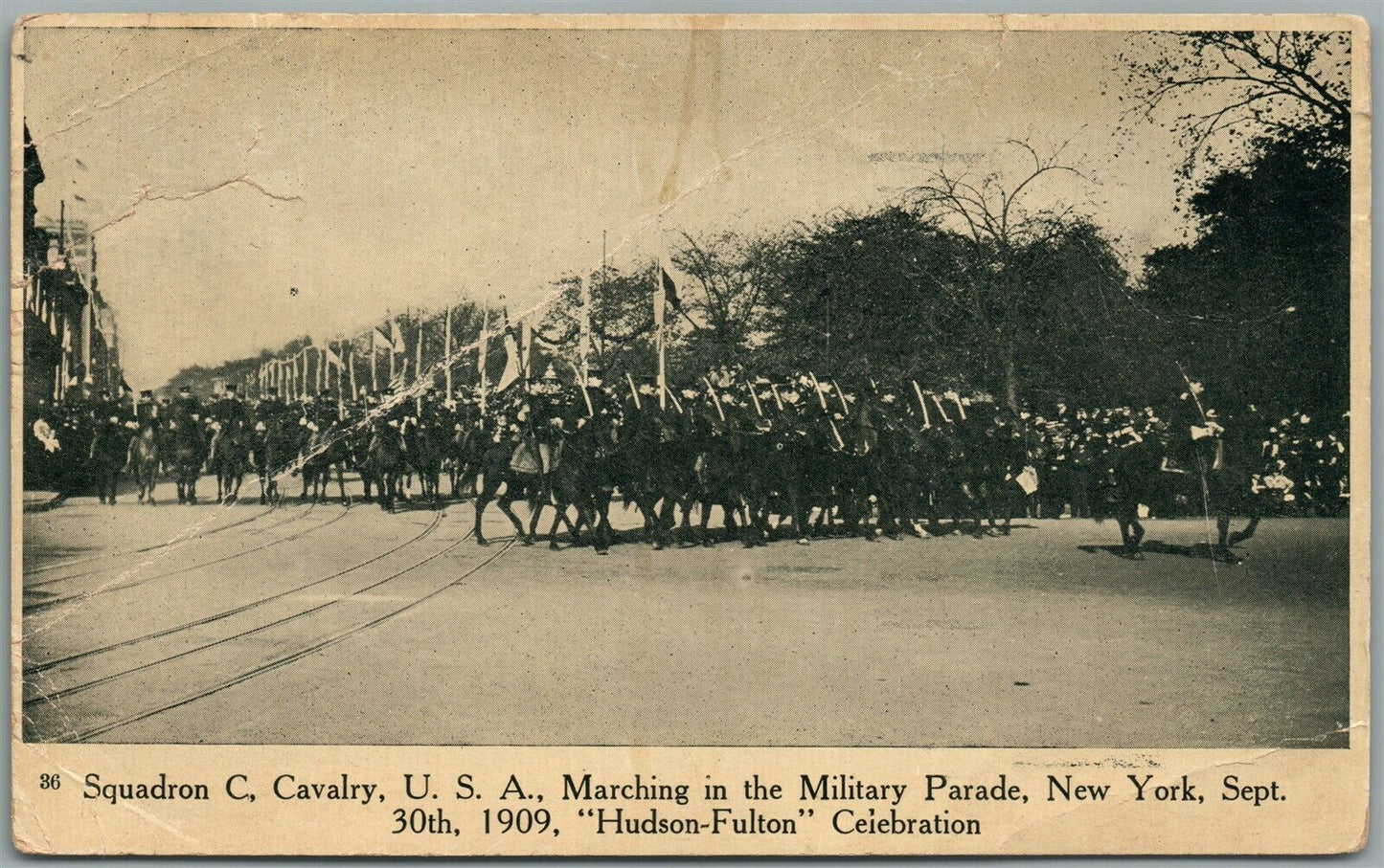 NEW YORK NY HUDSON-FULTON CELEBRATION CAVALRY SQUADRON PARADE ANTIQUE POSTCARD