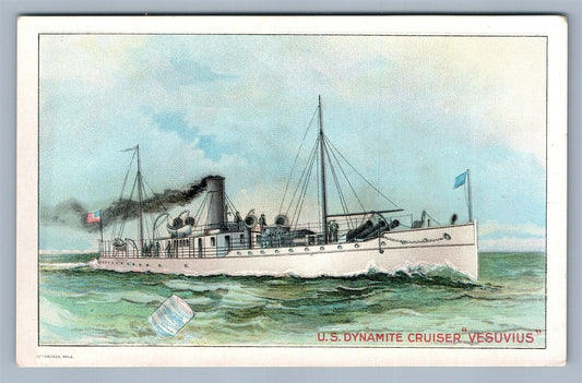 US DYNAMITE CRUISER VESUVIUS SHIP VICTORIAN TRADE CARD CONDENSED MILK NEW YORK