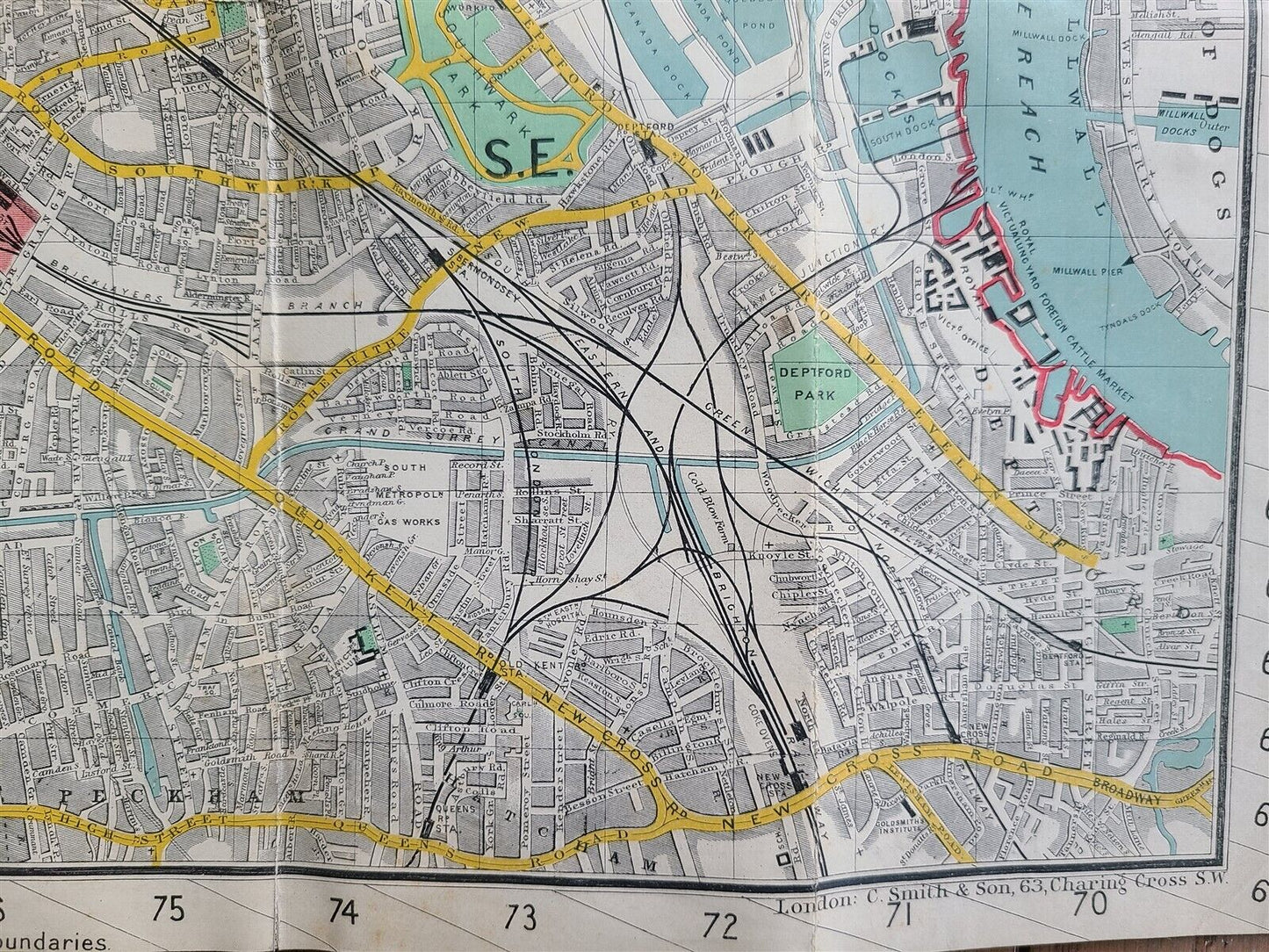 1890 TAPE INDICATOR MAP OF LONDON antique