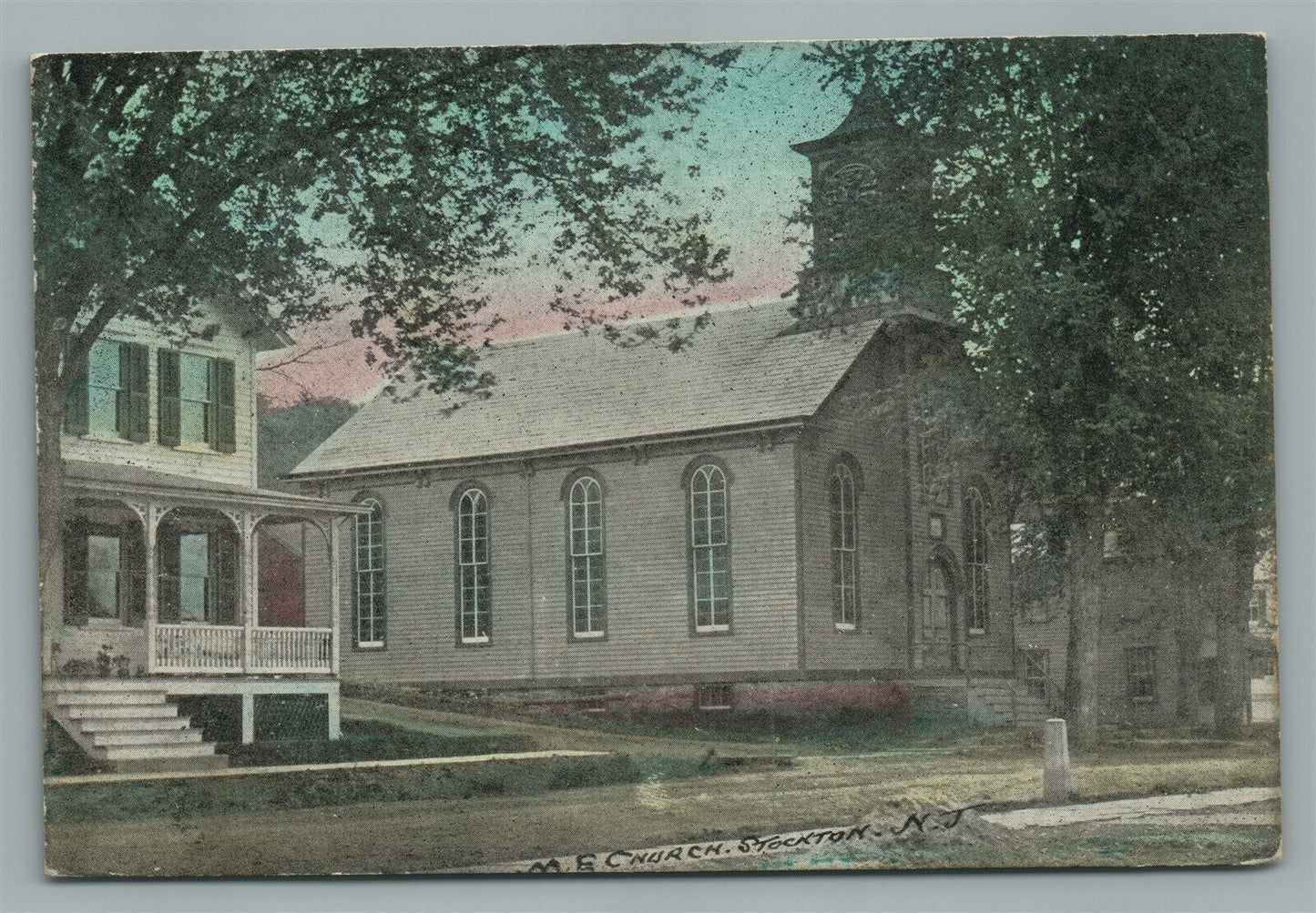 STOCKTON NJ ME CHURCH ANTIQUE POSTCARD