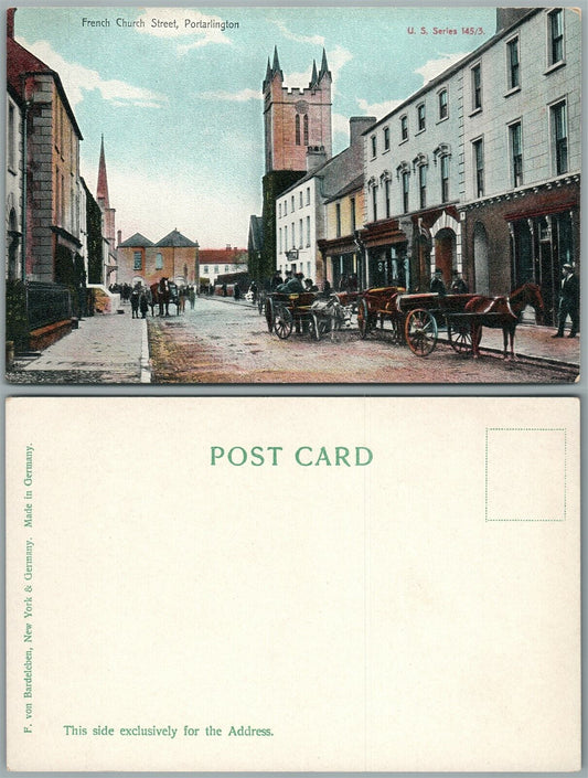 PORTARLINGTON IRELAND FRENCH CHURCH STREET ANTIQUE UNDIVIDED POSTCARD