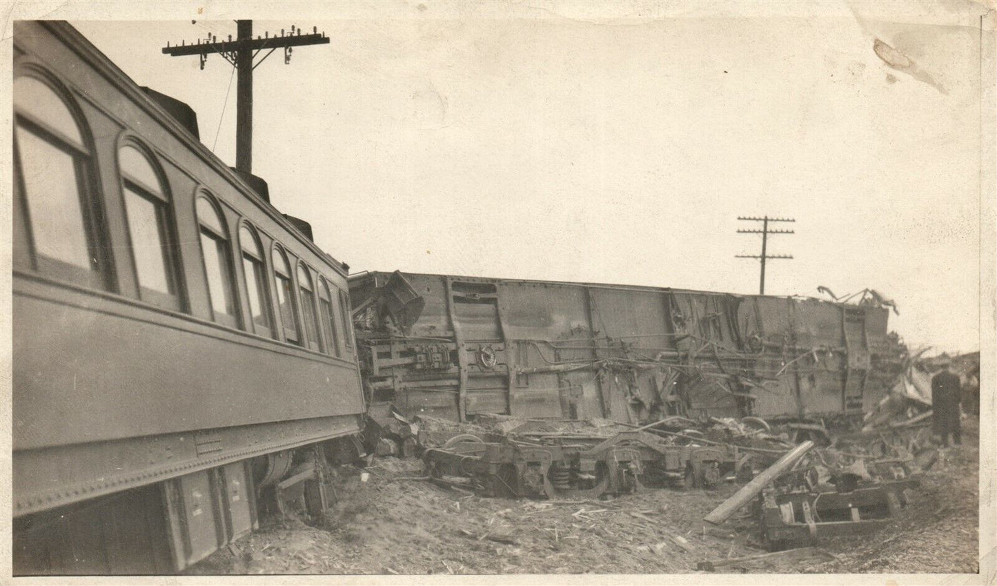 TRAIN WRECK ACCODENT 1922 ANTIQUE REAL PHOTO RPPC railway railroad