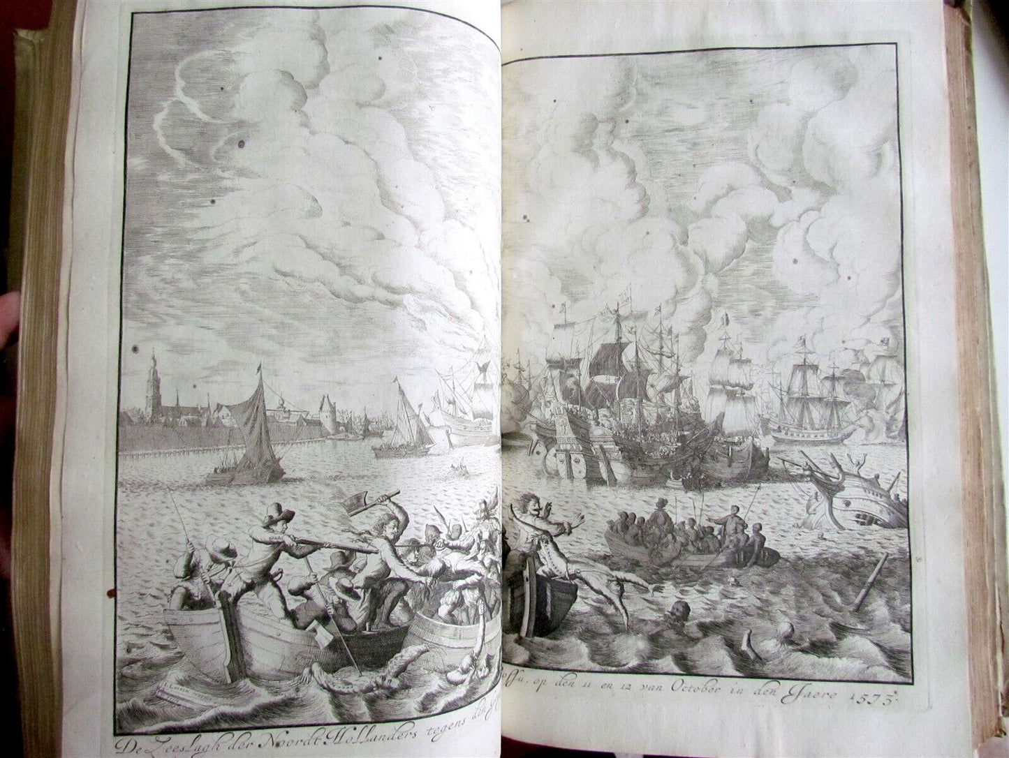 1703 NETHERLANDS HISTORY 2 FOLIO VOLUMES ILLUSTRATED ANTIQUE VELLUM BOUND