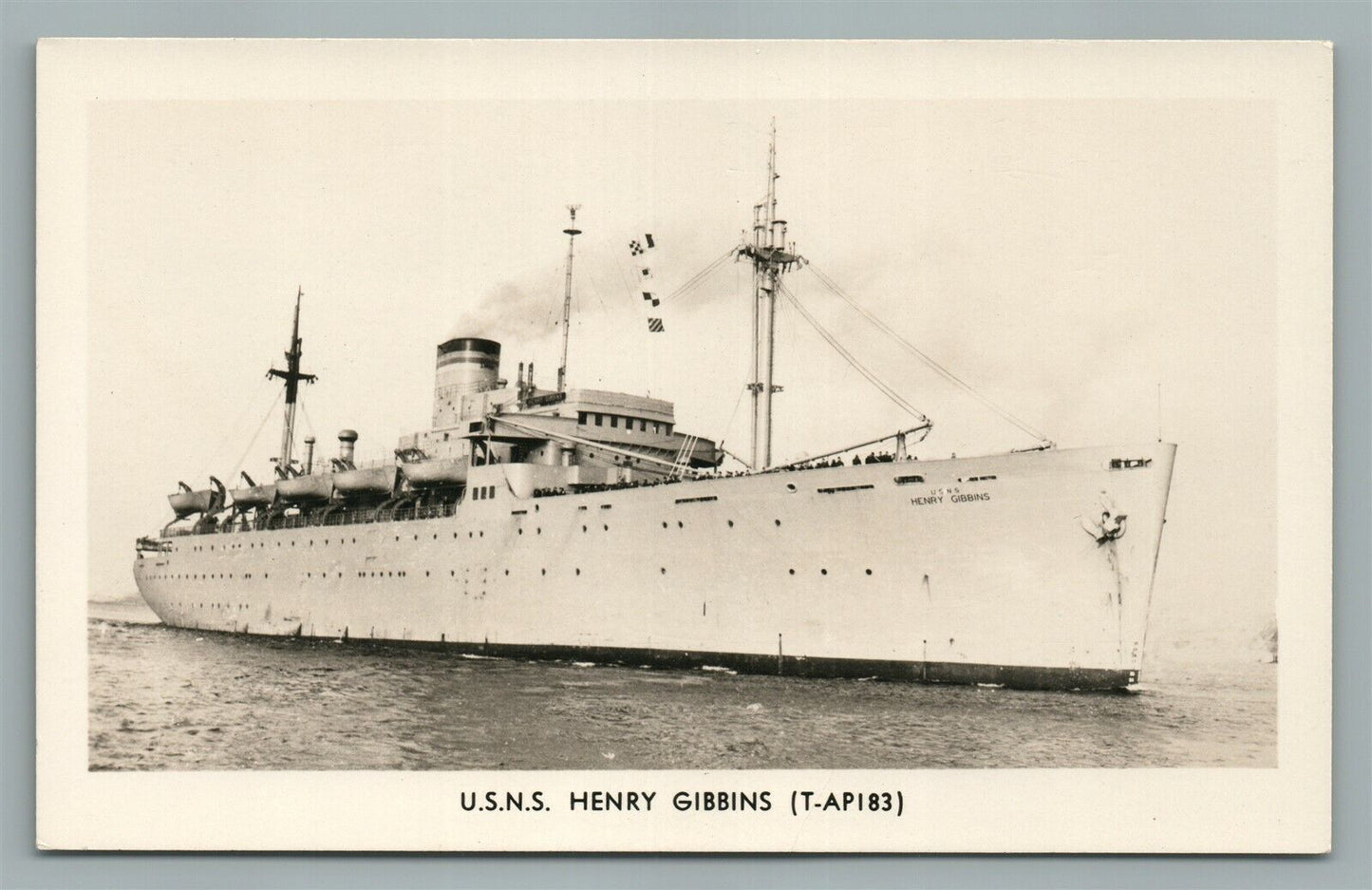 USNS HENRY GIBBINS VINTAGE REAL PHOTO POSTCARD RPPC