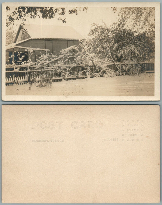 WINTER SCENE AT THE VILLAGE ANTIQUE REAL PHOTO POSTCARD RPPC