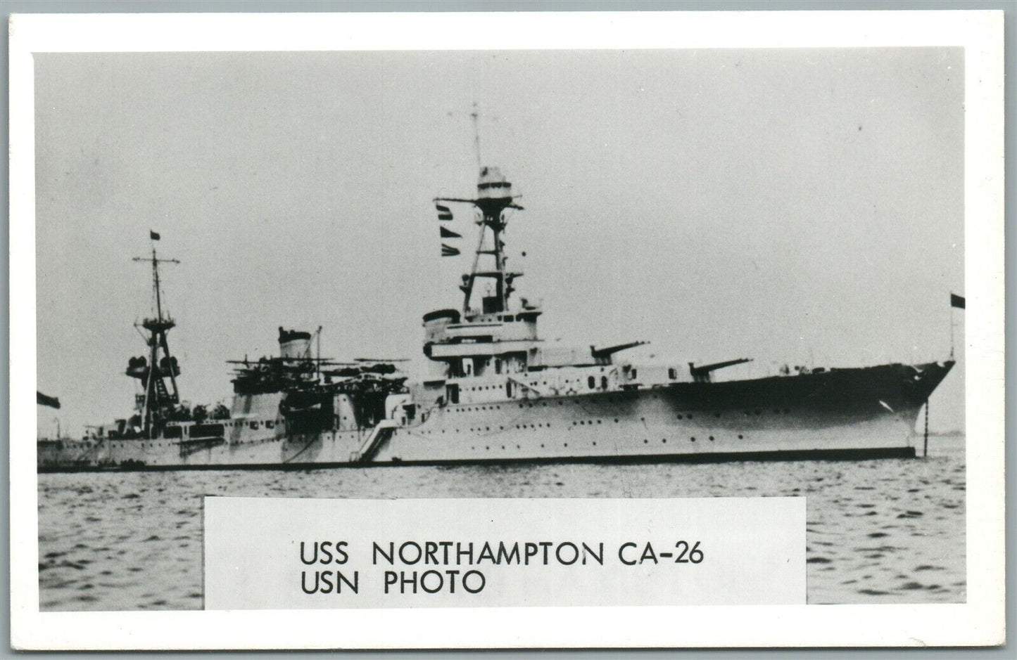 MILITARY SHIP USS NORTH HAMPTON CA-26 VINTAGE REAL PHOTO POSTCARD RPPC