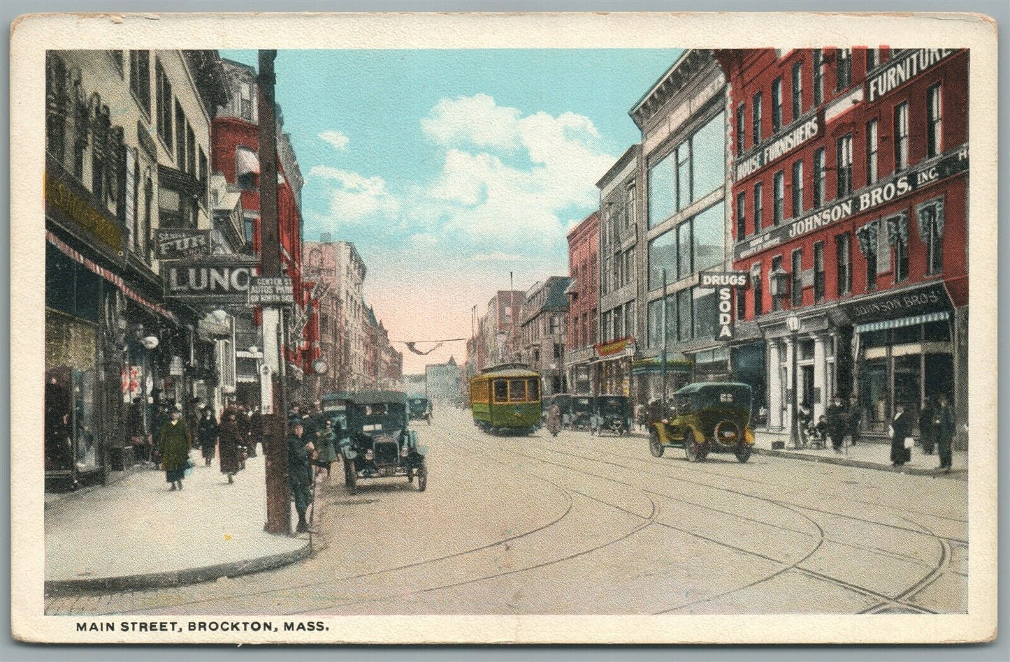 BROCKTON MA MAIN STREET ANTIQUE POSTCARD