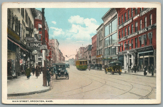 BROCKTON MA MAIN STREET ANTIQUE POSTCARD