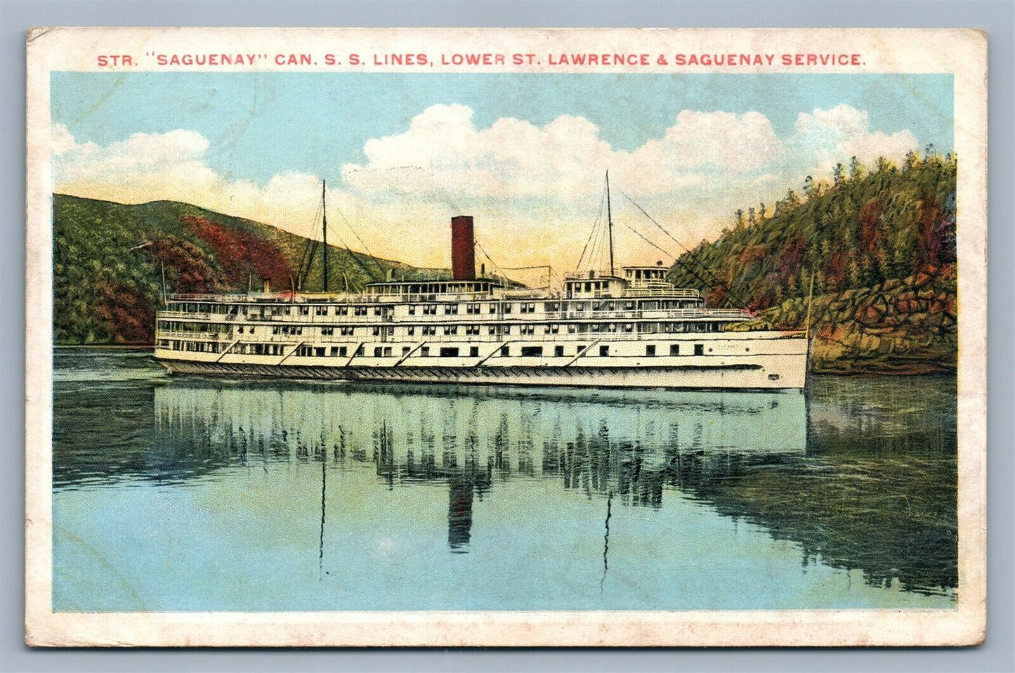 STEAMER SAGUENAY CANADIAN SS LINES ANTIQUE POSTCARD