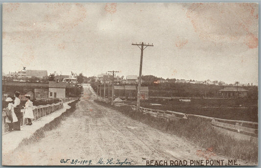 PINE POINT ME BEACH ROAD ANTIQUE POSTCARD