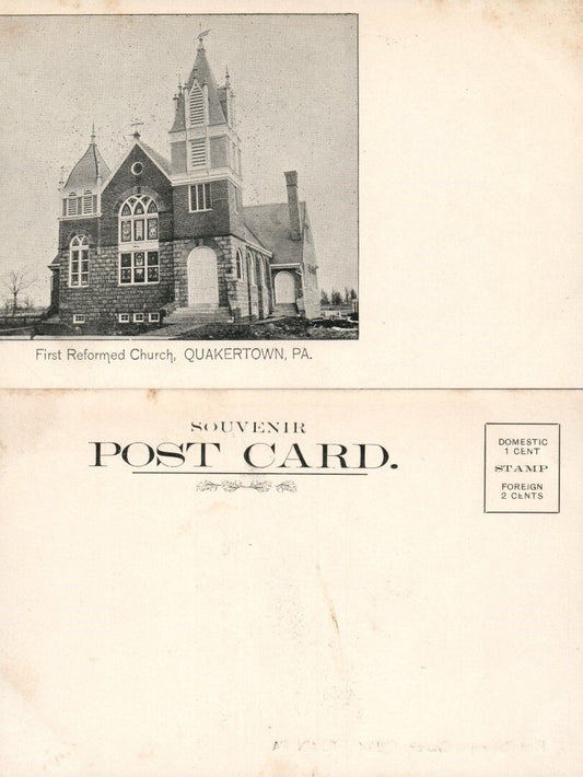 QUAKERTOWN BUCKS CO PA FIRST REFORMED CHURCH UNDIVIDED ANTIQUE POSTCARD
