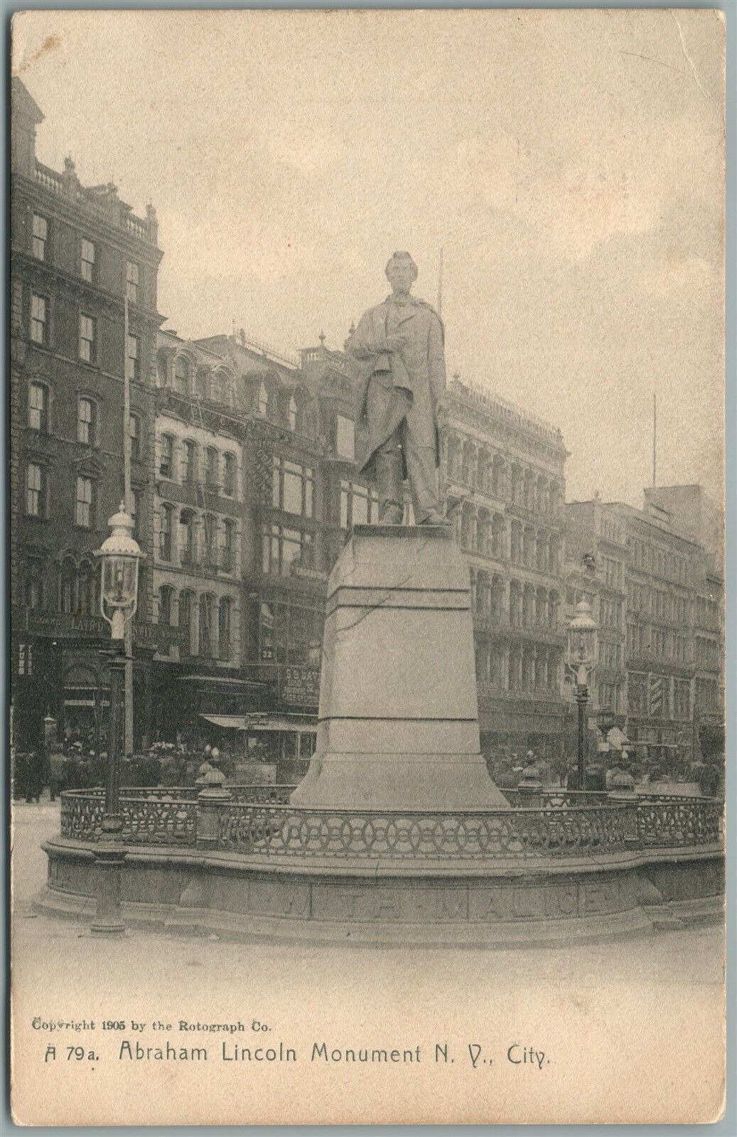 NEW YORK CITY NY LINCOLN MONUMENT ANTIQUE POSTCARD