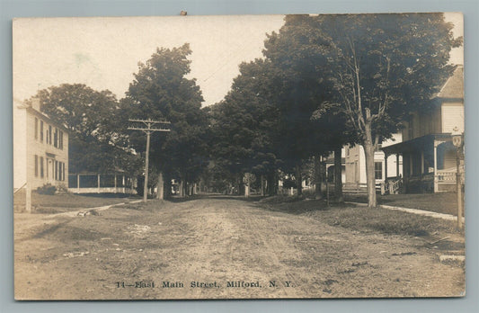 MILFORD NY MAIN STREET ANTIQUE REAL PHOTO POSTCARD RPPC