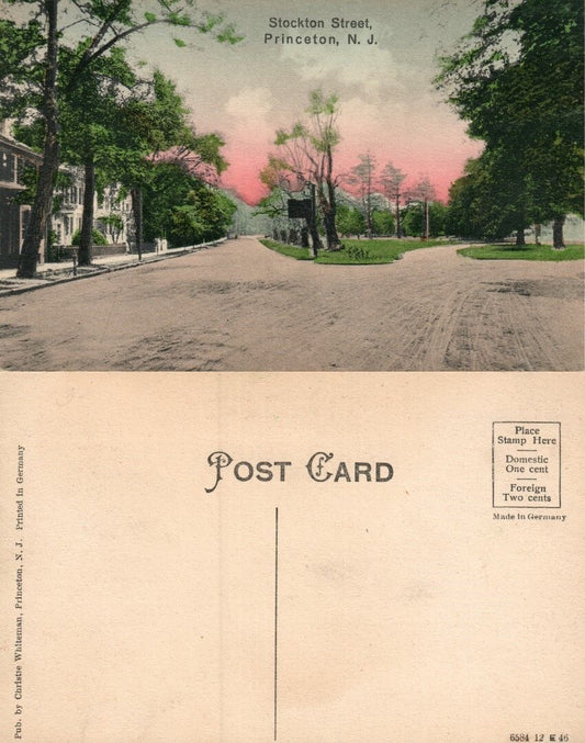 PRINCETON N.J. STOCKTON STREET ANTIQUE POSTCARD
