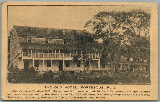 FORTESCUE NJ OLD HOTEL ANTIQUE POSTCARD