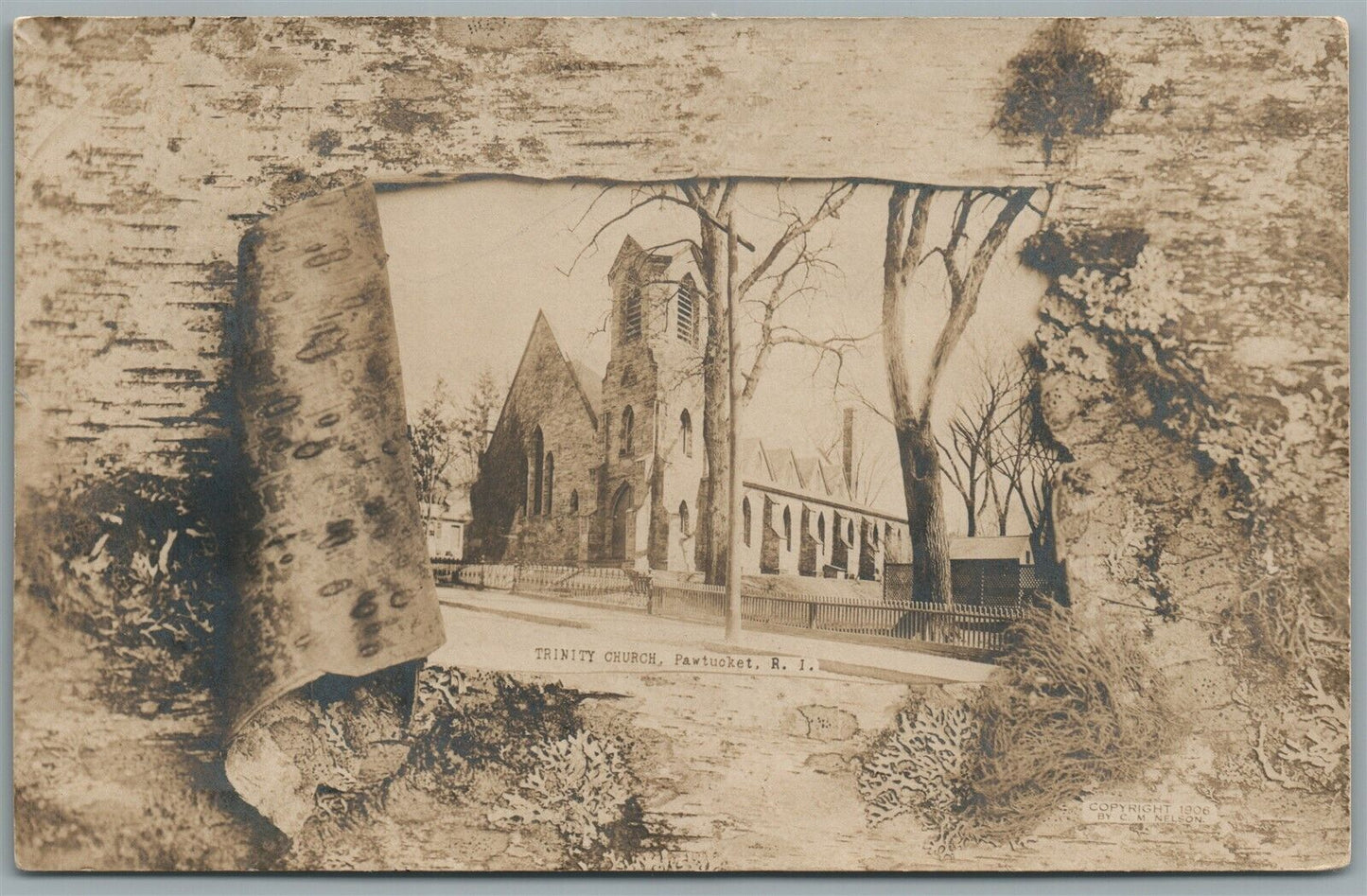 PAWTUCKET RI TRINITY CHURCH ANTIQUE REAL PHOTO POSTCARD RPPC