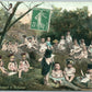 MULTIPLE BABIES MILITARY PLAY ANTIQUE POSTCARD