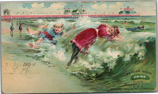 ATLANTIC CITY HEINZ OCEAN PIER 1904 ANTIQUE POSTCARD PRIVATE MAILING CARD