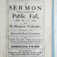 1679 SERMON PREACHED on the DAY of PUBLIC FAST antique in ENGLISH