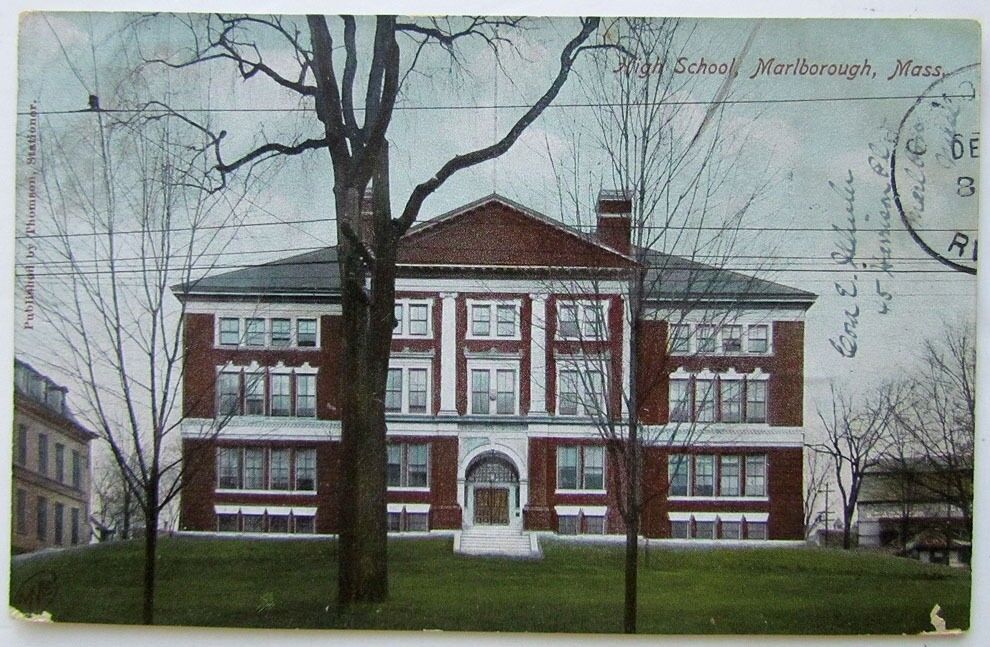 1906 VINTAGE POSTCARD HIGH SCHOOL MARLBOROUGH MASS.