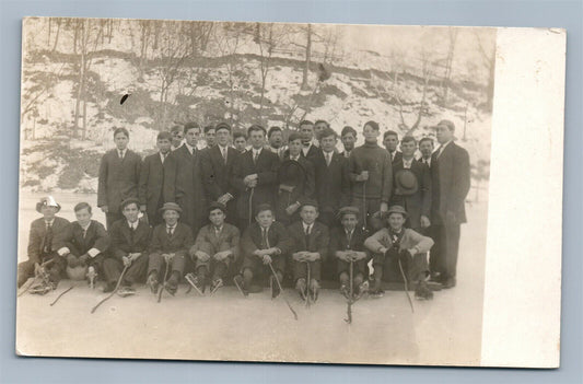 SKATING TEAM ANTIQUE REAL PHOTO SPORT POSTCARD RPPC