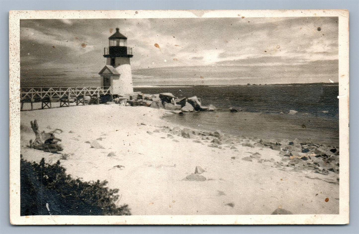 NANTUCKET MA LIGHTHOUSE ANTIQUE REAL PHOTO POSTCARD RPPC