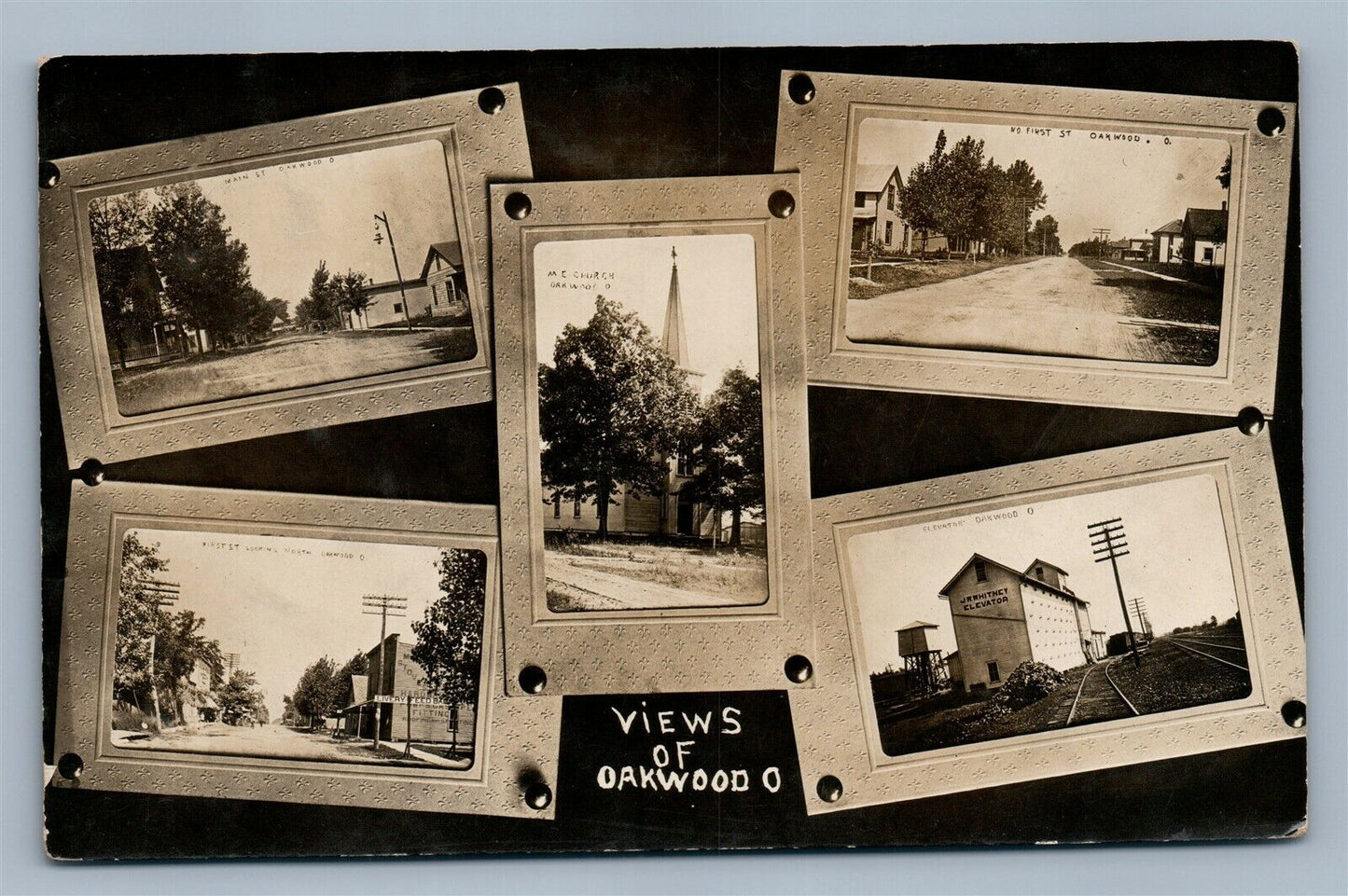 OAKWOOD OH STREET VIEWS ANTIQUE REAL PHOTO POSTCARD RPPC