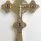 GREEK RUSSIAN ORTHODOX CHURCH BLESSING CROSS CRUCIFIX brass enamel